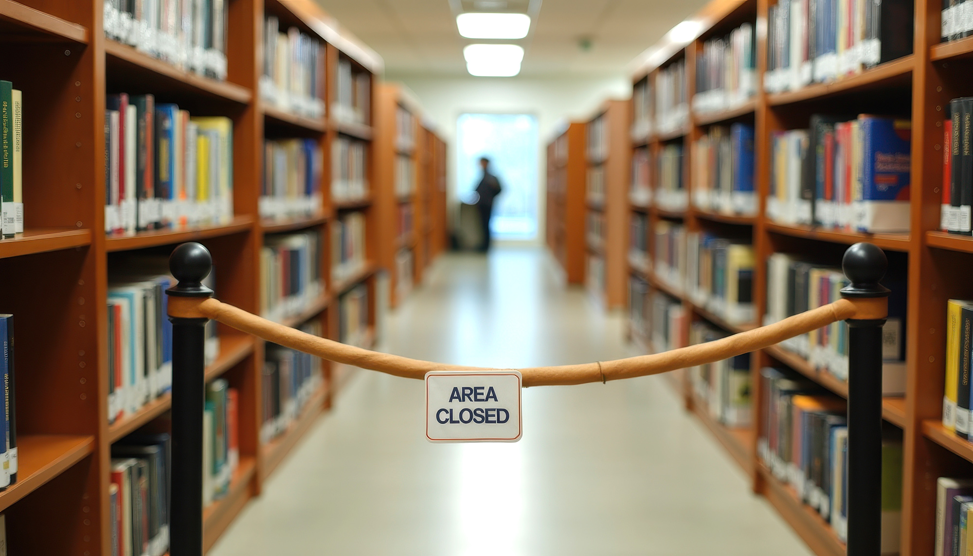 A quiet library aisle